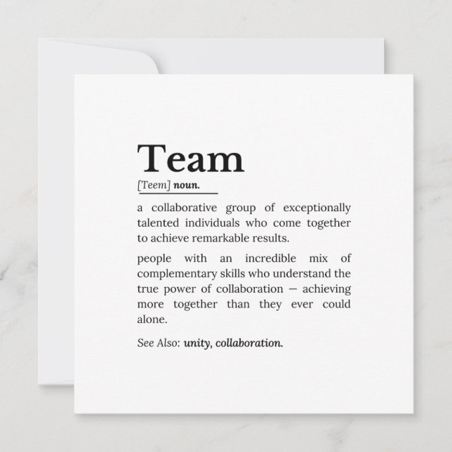 Team Definition – The Power of Collaboration  Card (Front)