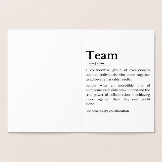 Team Definition – The Power of Collaboration  Foil Card (Inside)
