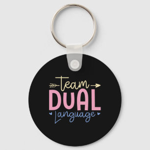 Team Dual Language Funny School Key Ring