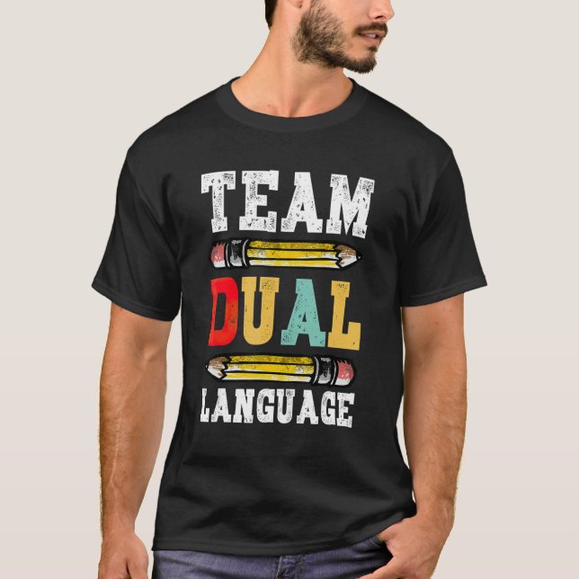 Team Dual Language Teacher  Back To School Team Sq T-Shirt (Front)