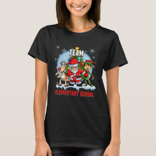 Team Elementary School Santa Elf Reindeer Flossing T-Shirt