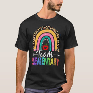 Team Elementary Teacher Rainbow Leopard Back To Sc T-Shirt