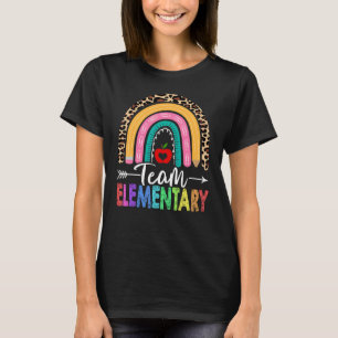 Team Elementary Teacher Rainbow Leopard Back To Sc T-Shirt