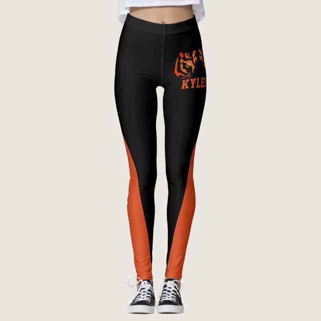 Team & Fan Orange & Black Mascot Leggings (Front)