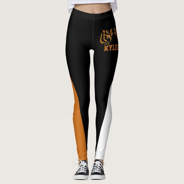 Team & Fan Orange/Black/White Mascot Leggings (Front)