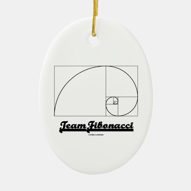 Team Fibonacci (Fibonacci Spiral) Ceramic Tree Decoration (Front)