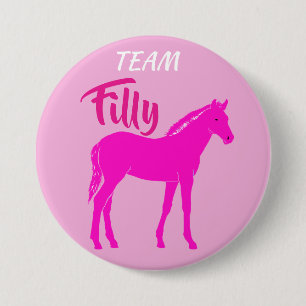 "Team Filly" Pink Gender Reveal 7.5 Cm Round Badge