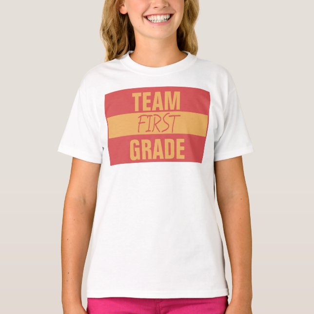 Team First Grade Retro Colours Stripes T-Shirt (Front)