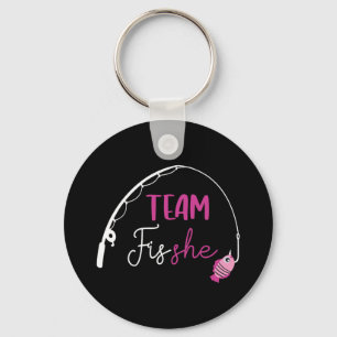 Team Fish She Shirt Fishing Gender Reveal Party An Key Ring