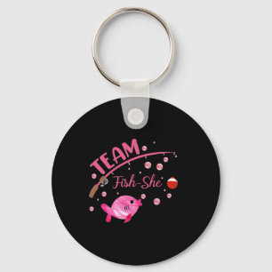 Team Fish She Shirt Fishing Gender Reveal Party An Key Ring