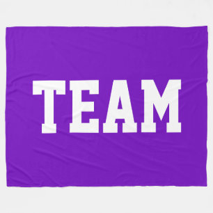 TEAM Fun Bold White Athletic Text On Bright Purple Fleece Blanket