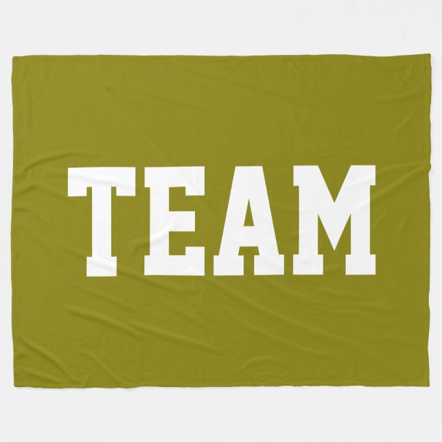 TEAM Fun Bold White Athletic Text On Golden Olive Fleece Blanket (Front (Horizontal))