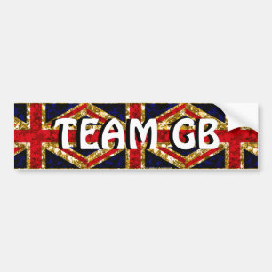 Team GB gold glitz sparkle UK flag bumper sticker