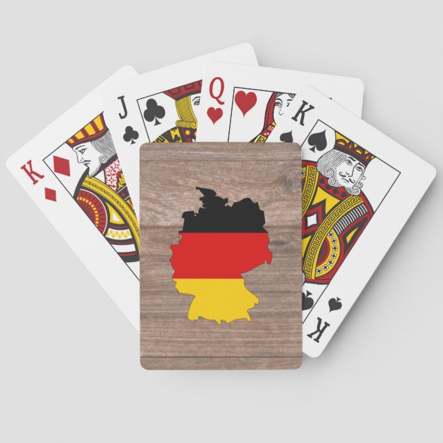 Team germany Flag Map on Wood Playing Cards (Back)