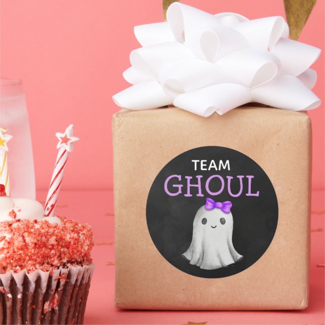 Team Ghoul Halloween gender reveal Classic Round Sticker (Party)