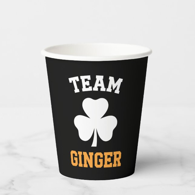 Team Ginger Red Head Funny Irish St Patrick's Day Paper Cups (Front)