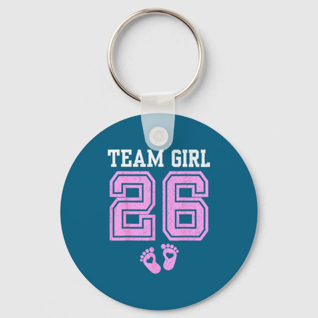 Team Girl 2026 Gender Reveal Party Baby Announceme Key Ring (Front)