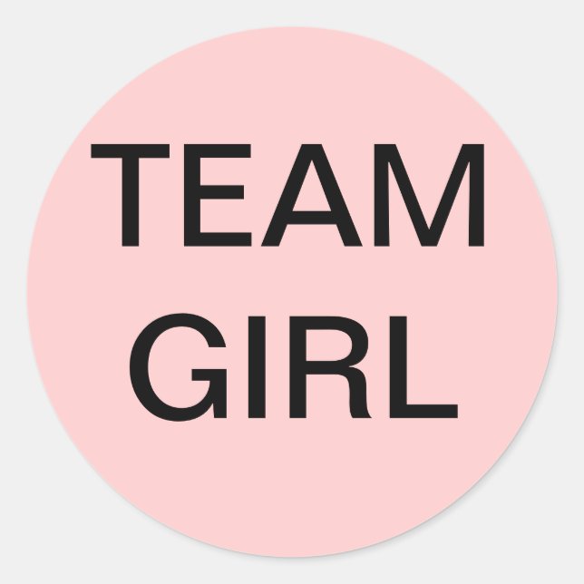 Team Girl Baby Shower Classic Round Sticker (Front)