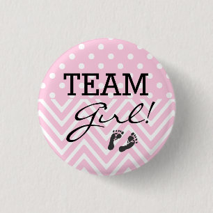 Team Girl Baby Shower Pink 3 Cm Round Badge