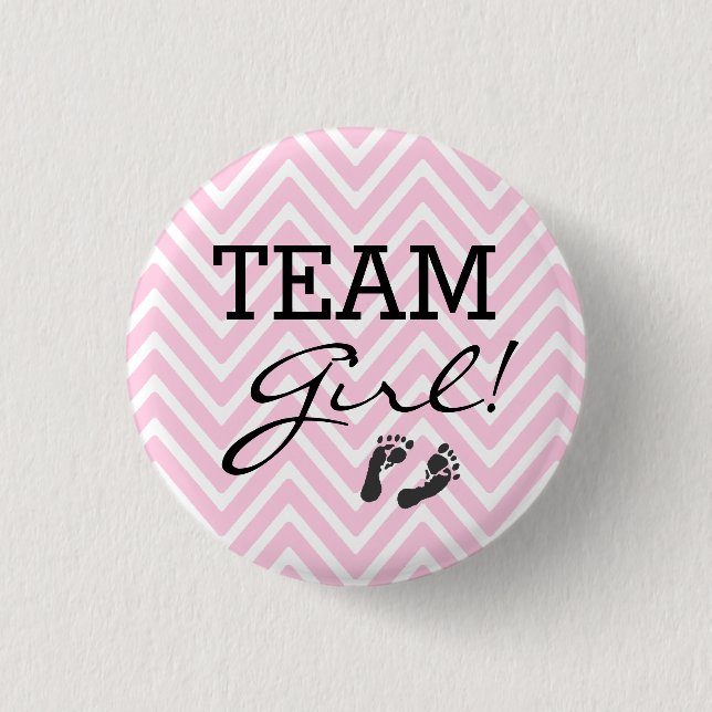 Team Girl Baby Shower Pink Chevron 3 Cm Round Badge (Front)