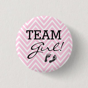 Team Girl Baby Shower Pink Chevron 3 Cm Round Badge