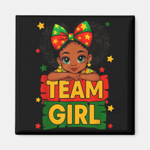 Team Girl Black Kids Gender Reveal Baby Announceme Magnet