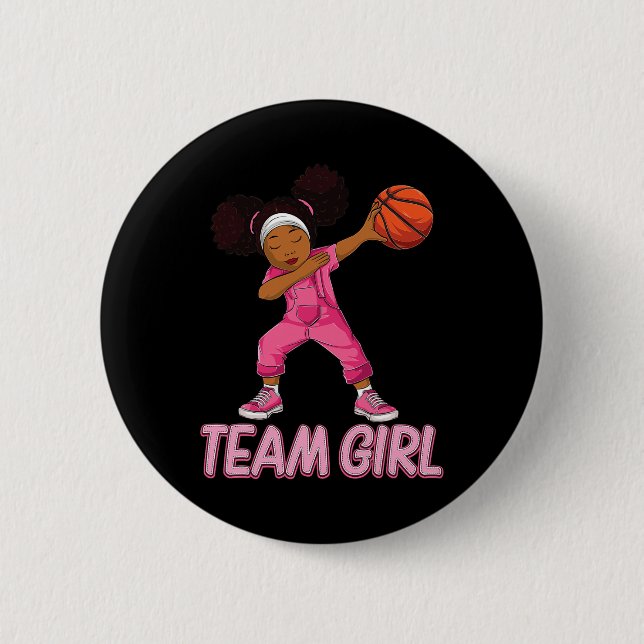 Team Girl Bysketbyll Bbyll Player  6 Cm Round Badge (Front)
