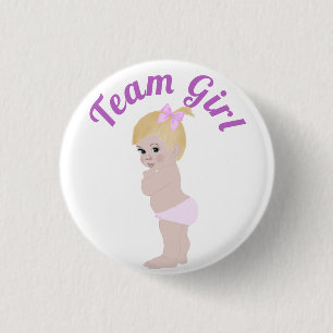 "Team Girl" Cute Baby Gender Reveal 3 Cm Round Bad 3 Cm Round Badge