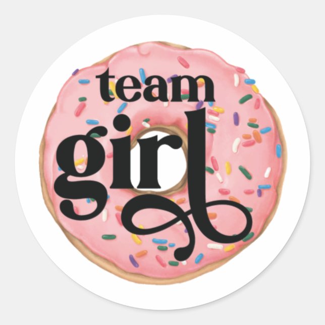 Team Girl Doughnut Gender Reveal Sticker (Front)