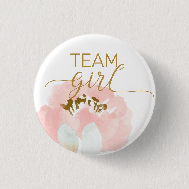 Team Girl gender reveal baby shower Button (Front)