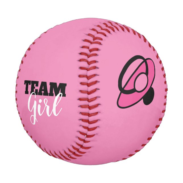 Team Girl Gender Reveal Baseball (Angled)