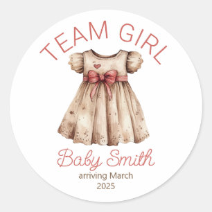 Team Girl gender reveal Christmas baby sticker