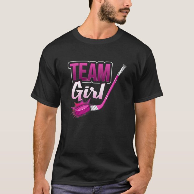 Team Girl Gender Reveal Hockey Baby Shower Party G T-Shirt (Front)