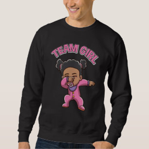 Team Girl Gender Reveal Party Dabbing Black Baby Sweatshirt