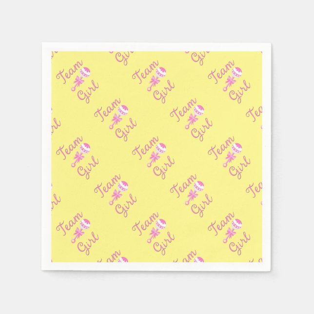 Team Girl Gender Reveal Party Gear Napkin (Front)