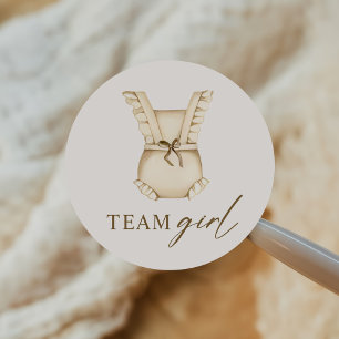 Team Girl Gender Reveal Party Vote Classic Round Sticker