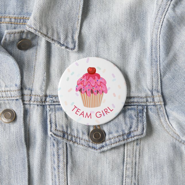 Team Girl Gender Reveal Party Vote Cupcake  7.5 Cm Round Badge (In Situ)