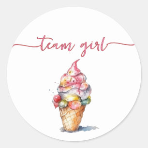 Team Girl Gender Reveal Party Vote Ice Cream  Classic Round Sticker