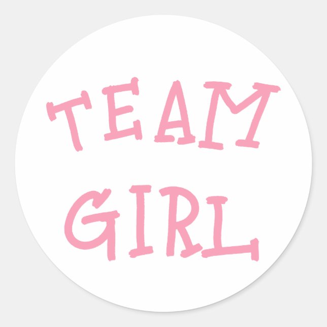 Team Girl Gender Reveal Pink  Classic Round Sticker (Front)