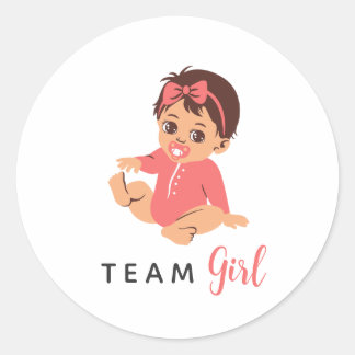 Team Girl Gender Reveal Pink Pacifier Baby Classic Round Sticker