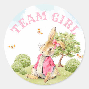 Team Girl Gender Reveal Vote Peter Thee Rabbit Classic Round Sticker