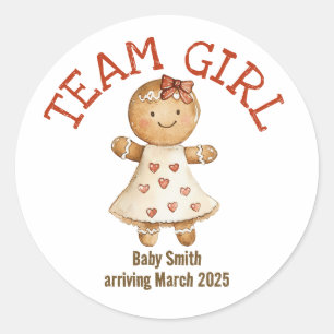 Team Girl gingerbread Christmas baby sticker