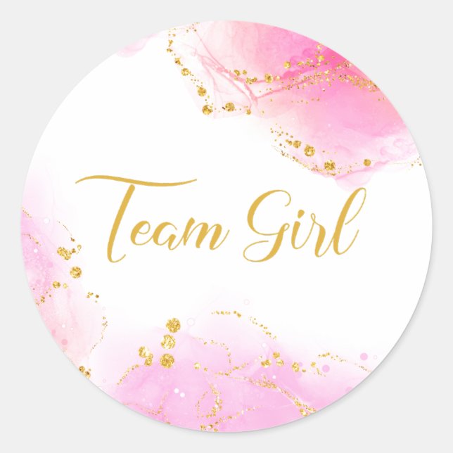 Team girl pink and gold gender reveal sticker (Front)