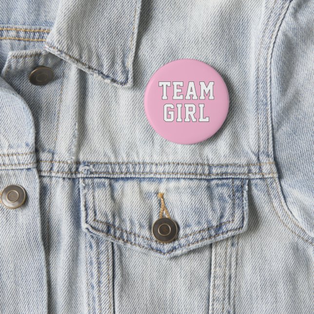 Team Girl Pink Baby Gender Reveal Party 6 Cm Round Badge (In Situ)