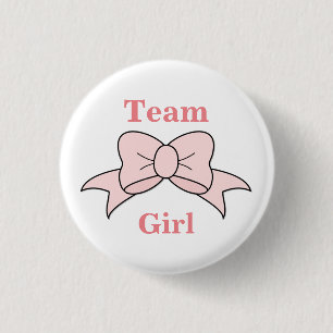 Team Girl Pink Bow Gender Reveal 3 Cm Round Badge