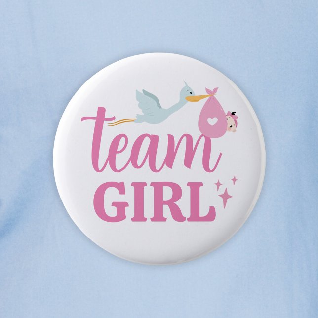 Team Girl Pink Gender Reveal Party 6 Cm Round Badge (Team Girl Pink Gender Reveal Party Button
)