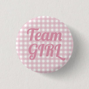 Team Girl Pink Gender Reveal Party Button Small