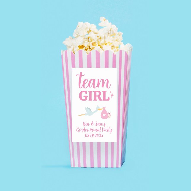 Team Girl Pink Gender Reveal Party Custom Popcorn Rectangular Sticker (Team Girl Pink Gender Reveal Party Custom Popcorn Rectangular Sticker
)