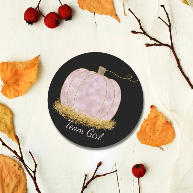Team Girl Pumpkin Gender Reveal Party Vote  Classic Round Sticker (Creator Uploaded)