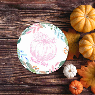 Team Girl Pumpkin Gender Reveal Party Vote Classic Round Sticker